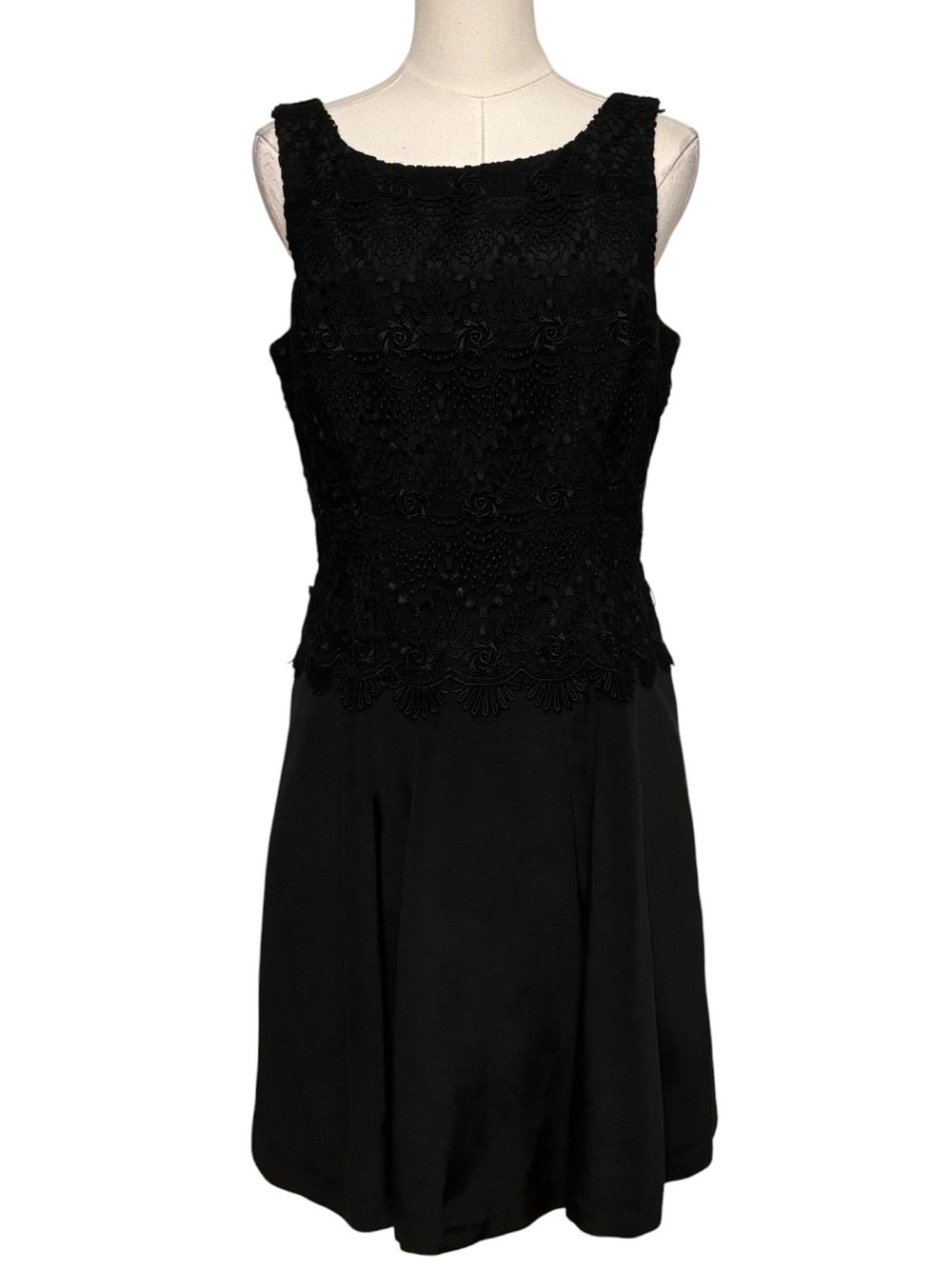 WHBM Black Lace Overlay Sleeveless Cocktail Dress Size 10